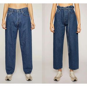 Jeans para mujeres Otoño e invernales Descanados retro Medio altura Cinturón delgado Ninho puntos Pantalones de mezclilla para mujeres Mujeres