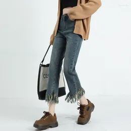 Jeans pour femmes automne les dames 2024 Skinny High Fashion Fashion Pantalon Cropped Streetwear Gothic