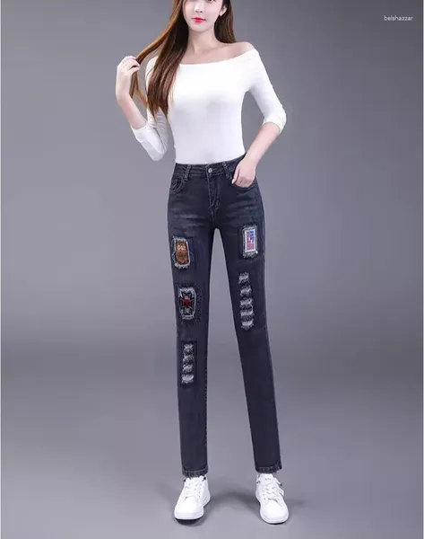 Jeans pour femmes Automne Hiver Mode Casual Plus Taille Élastique Stretch Coton Marque Court Femme Femmes Filles Crayon