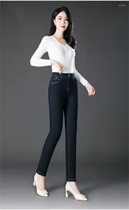 Jeans pour femmes automne hiver mi-âge féminine Bureau Lady Mère Mère Fashion Casual Plus taille Coton Stretch High Taist