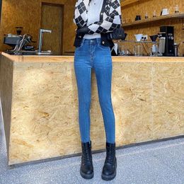 Jeans pour femmes au bureau d'hiver d'automne Lady Fashion Casual Elastic plus taille marque Femme Femmes Girls Velvet Warm Snow Wear crayon