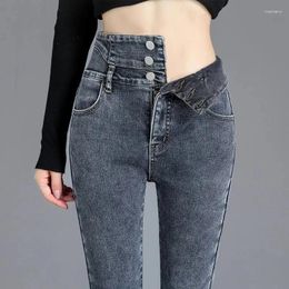 Jeans pour femmes automne épaississeur de pantalons de jean femelle skinny chaud et skinny