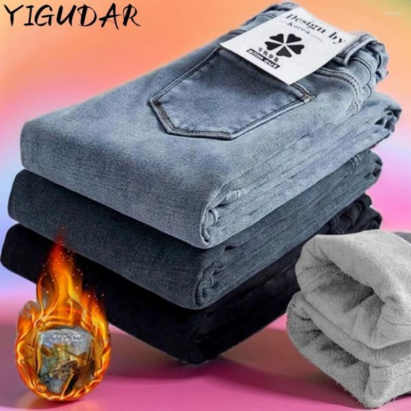 Jeans para mujeres Autumn Winter Women Women Velvet Alta Cintura delgada Pantalones Casuales Pantalones calientes Casadas Fit delgada Damas Denim Pencil