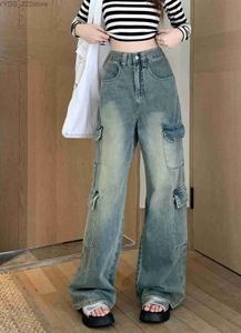 Jeans pour femmes automne femmes féminines cargo cargo baggy jeans 2024 Retro Street Fashion Hip Hop Extra Large Casual Wide Jambes Demin Pantal