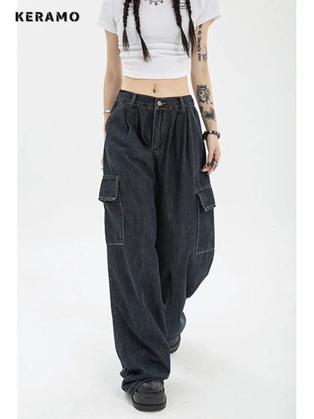 Jeans pour femmes automne femme harajuku cargo banggy bleu jeans streetwear hip hop oversize décontracté jambe large vintage demin pantalon y2k pantalon lâche 231027