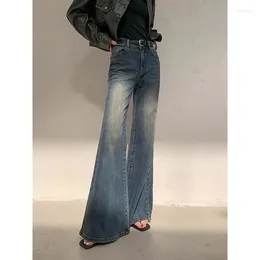 Damesjeans Azusa Dames 2024 Herfst Winter Hoge taille Wijde pijpen Broek Modetrend Minimalistisch Veelzijdig Micro Flared Denim Broek