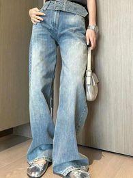 Jeans pour femmes lettres de poche arrière bleu clair