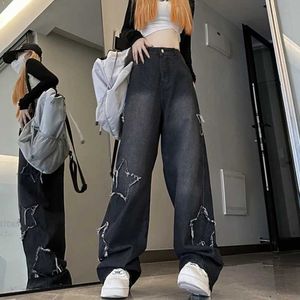 Damesjeans Baggy jeans y2k vrouwen Koreaanse stijl 2023 zomer recht wijd wijd been broek hoge taille vrouw losse denim broek 90s vintage kleding y240422