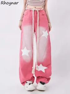 Jeans féminins Baggy Wide Leg Streetwear Denim pantalon imprimé Harajuku American Hip Hop Teens Fashion Y2K Clothes Girls