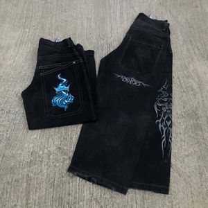 Jeans pour femmes Baggy Femmes Harajuku Hip Hop Skull Graphic Surdimensionné Y2K Pantalon en denim noir Hommes Pantalon large gothique Streetwear 230715