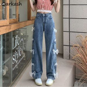 Jeans pour femmes Baggy Femmes S 4XL Bow Girlish Pantalon à jambes larges Adolescents Taille haute Mode coréenne Kawaii Vêtements Streetwear Sweet Designer 230715