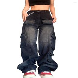 Damesjeans Baggy Women Slouchy Multi-Pocket denim broek gescheurd voor hoge taille overalls Wide-Leg casual rechte poten