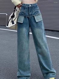 Jeans pour femmes, grand tube Direct, taille haute, desserrage exposé en forme de poire, automne et hiver