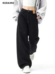 Damesjeans Zwart baggy rechte jeans vrouwen Koreaanse mode streetwear hoge taille wijd been denim broek vrouwelijk losse dweilender jean broek y2k 240423