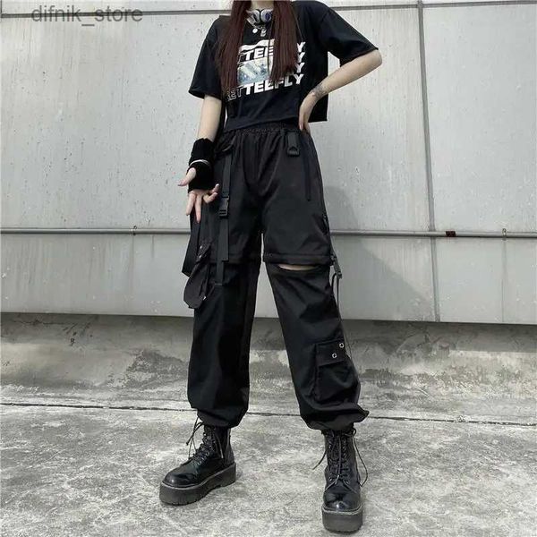 Jeans pour femmes pantalons de cargaison noirs femmes Strtwear High Waist Loose Pantoure de style coréen pantalon de survêtement de mode Men Harem Pants Y240408