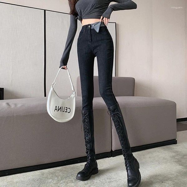 Jeans de mujer Black Black Black Wisted for Women con lujoso y espesado lápiz adelgazante Leggings ajustados