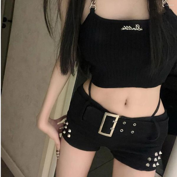 Jeans de mujer Black Black Low Wisty Sexy Denim Ultra Shorts Women Summer Petite Pants Diseño Nicho de pierna recta