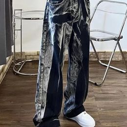 Jeans féminins noirs de la jambe large femmes en vrac printemps été 2024 Instagram mode high street tie dye chic Design pantalon droit