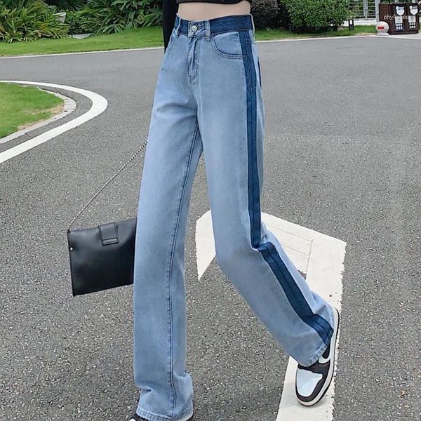 Jeans de mujer Blue Denim Pantalones rectos Mop de mosa
