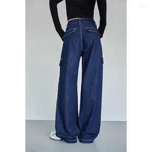Jeans pour femmes bleu-gris hauteur haute taille banc de fourgonne