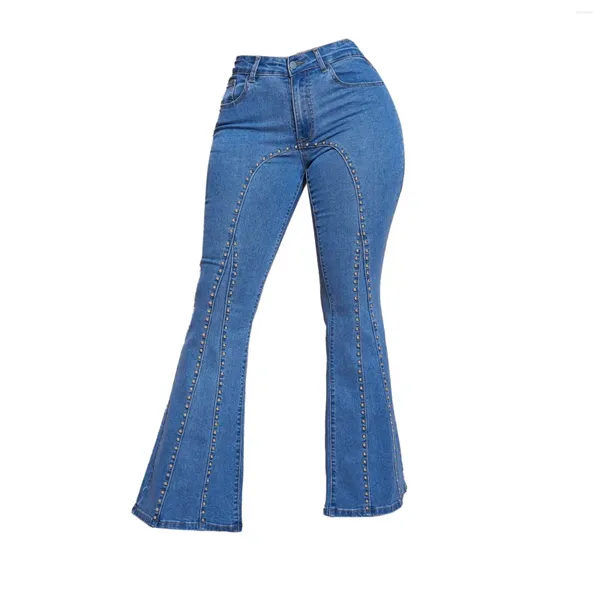 Jeans de mujer Azul Cintura alta Flaco Rasgado Estrella Estampado Mujer Jean Pantalones cortos largos para mujer Talla 16 Pantalones