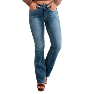 Dames Jeans Blauw Micro-Pull Denim Broek Lente Zomer Dames 2024 Elastische Hoge Taille Retro Klassieke Flare Broek Bootcut