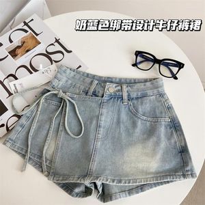 Jeans pour femmes Blue Mini Shorts denim Streetwear Streetwear High Waist Y2K Corée HARAJUKU 2000S 90S Vêtements esthétiques Summer