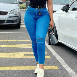 Jeans de mujer Blue Reped for Women 2024 Autumn Fashion Push Up Winist Skinny Skinny Ladies Sexy Slim Fit Denim Pencil Pantal