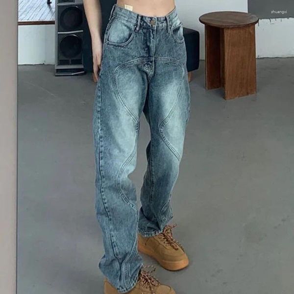 Jean femme bleu pantalon taille haute S femme Denim pantalon jambe droite avec poches luxe haut de marque vente Vintage R Z