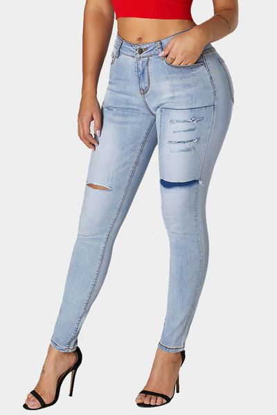 Jean femme bleu délavé fondu skinny 230206