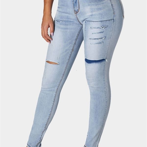 Jean femme bleu délavé fondu skinny 230223