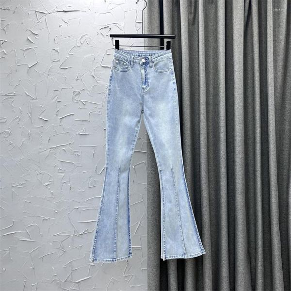 Jeans para mujer Lavado azul para mujer Primavera y verano Chica Cintura alta Pantalones rectos acampanados Damas Slim Flaco Sexy Denim Jean