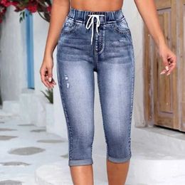 Dames jeans bodycon rechte poot jeans hoge taille slanke broek zomer hoogwaardige veter -casual denim jeans voor dames broek pantn y240422