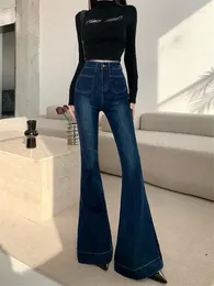 Jeans pour femmes Bootcut Flare Denin Stretch taille haute classique bleu Jean cloche bas pantalons longs avec vêtements coréens évasés Y2k