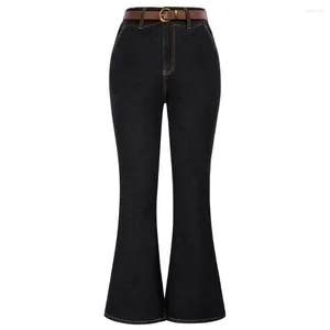 Jeans pour femmes BP Femmes Vintage Jean Bell-Bottoms avec ceinture taille haute pantalon évasé pantalon street zip up droit