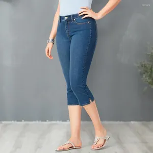 Jeans pour femmes hremptants pantalon féminin élastique élégant raccourci avec une couleur de gradient slim ajustement au milieu de la Calf pour le trajet