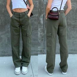 Jeans femme marron Vintage Cargo femmes mode poches Indie esthétique pantalon taille basse ample décontracté pantalon droit 90 s Streetwear