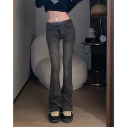 Damesjeans BTFG Autumn Plus Size licht sexy low taille jeans dames mode retro persoonlijkheid elastiek losse slanke wijd uitlopende broek 230308