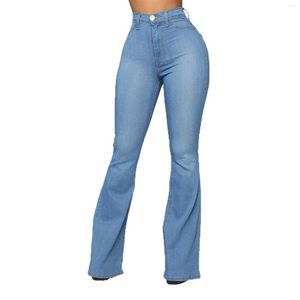 Jean femme bouton Flare 2023 été automne Femme Denim pantalon Jean Femme taille haute pleine longueur cloche bas pour les femmes