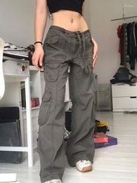 Frauen Jeans Cargo Hosen Tasche Niedrige Taille Casual Baggy Jean Y2k Für Frauen 2023 Sommer Koreanische Mode Gyaru