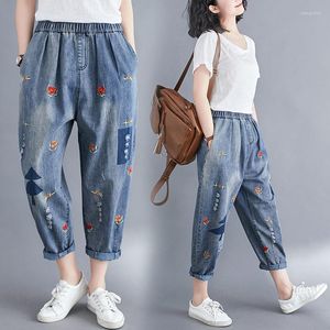 Jeans pour femmes Cargo Pants Pantalons pour femmes Harlan Thin Denim Vêtements d'été coréens avec patchs brodés