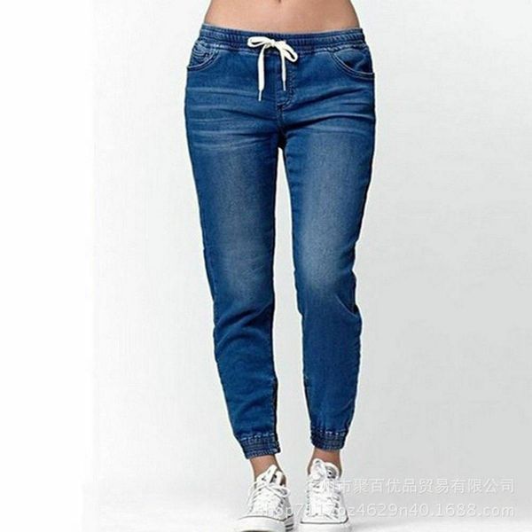 Jeans para mujer Pantalones de jogger casual Elástico Sexy Lápiz flaco para mujeres Leggings Cintura alta Denim Cordón 220928