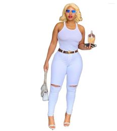 Jeans de mujer Casual Slim Ripped Denim Color sólido High Stretch Skinny Thin Pants Sexy Lift Hips Waist Pencil