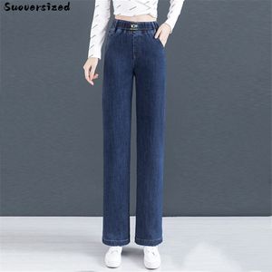 Damesjeans Casual stretch rechte flodderige jeans gebleekte vrouwen denim wide been pant vintage streetwear vaquero Korean capris mode pantalon 230310