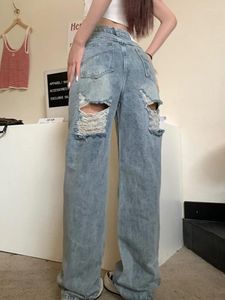 Jean femme tenue décontracté en Denim jambe ample pantalon taille haute 2024 printemps vêtements à la mode