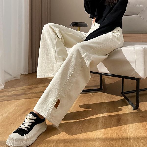 Jeans pour femmes décontracté blanc pantalon à jambes larges femmes mode coréenne Baggy automne dames taille haute droite Denim pantalon Y2K Streetwear