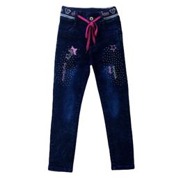 Jeans pour femmes Jeans pour enfants filles strass brodés côtes attache Denim pantalon enfants droit pleine longueur pantalon 3-12t 231122