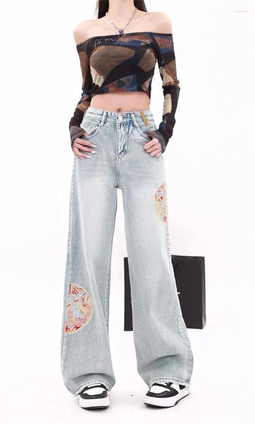 Jeans pour femmes motifs de broderie de style chinois