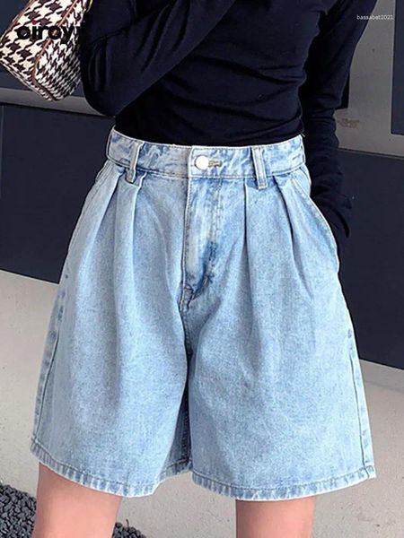 Jeans pour femmes circyy jean short femme d'été bleu clair lâche denim lavé haute taille streetwear décontracté vintage y2k mode