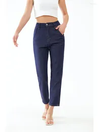 Jean classique pour femmes, taille élastique, longueur cheville, tempérament Slim, couleur unie, pantalon en Denim conique, printemps 2024